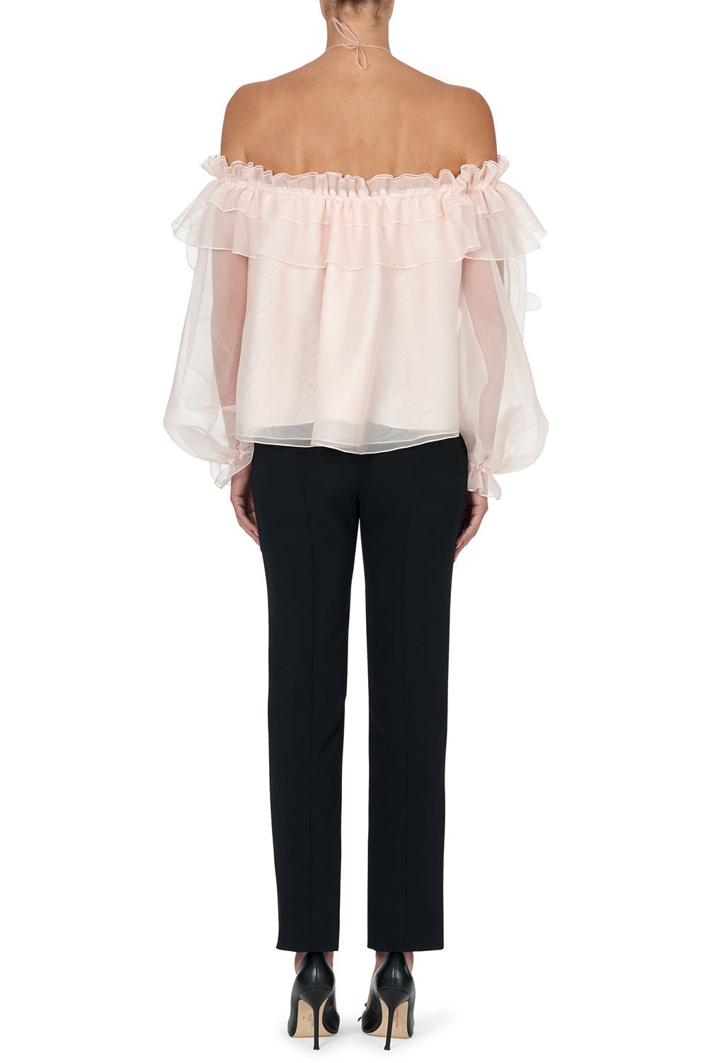 CAROLINA HERRERA-Flower Ruffle Halter Top-