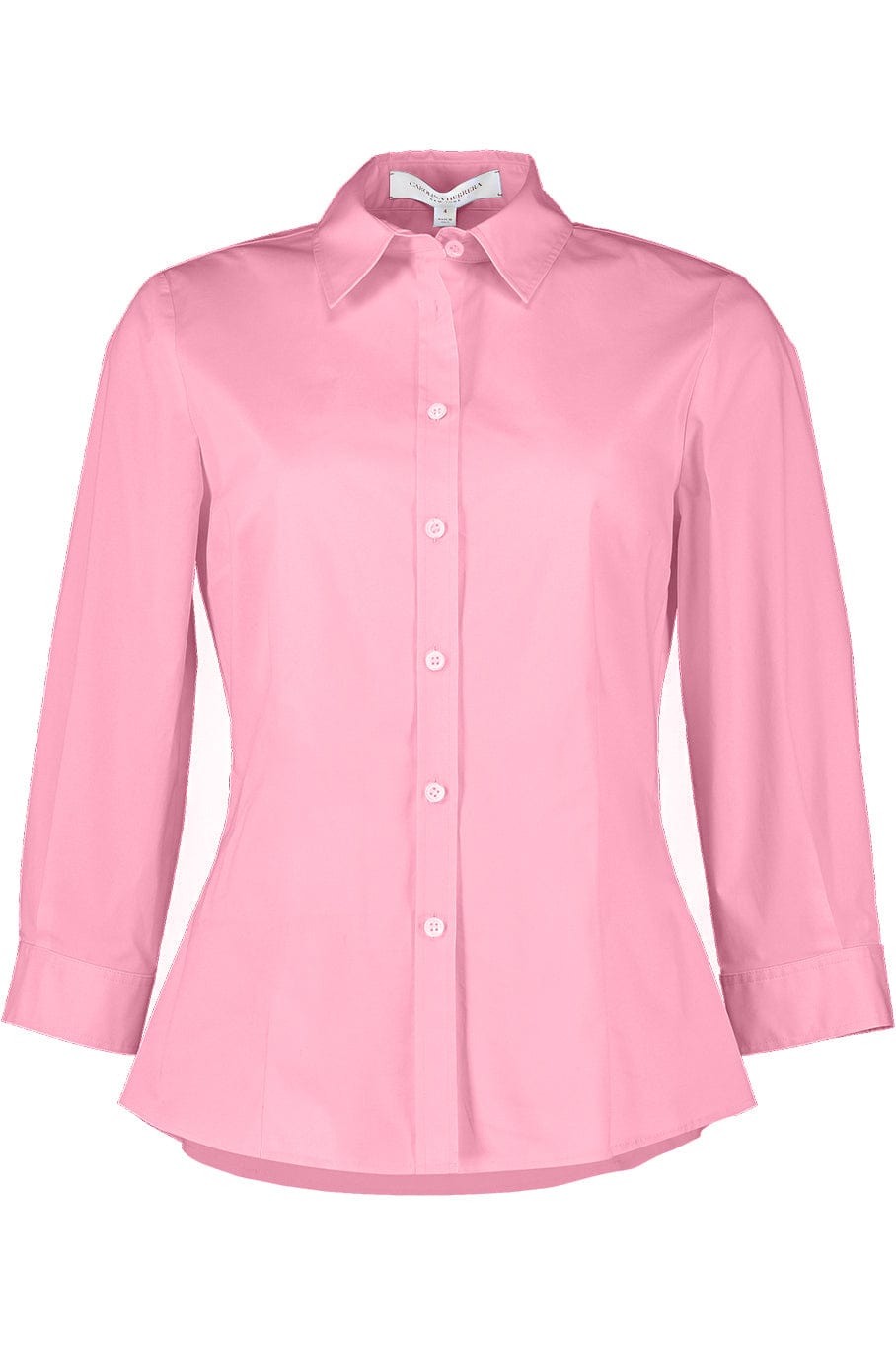 CAROLINA HERRERA-Classic 3/4 Sleeve Button Down - Candy Pink-
