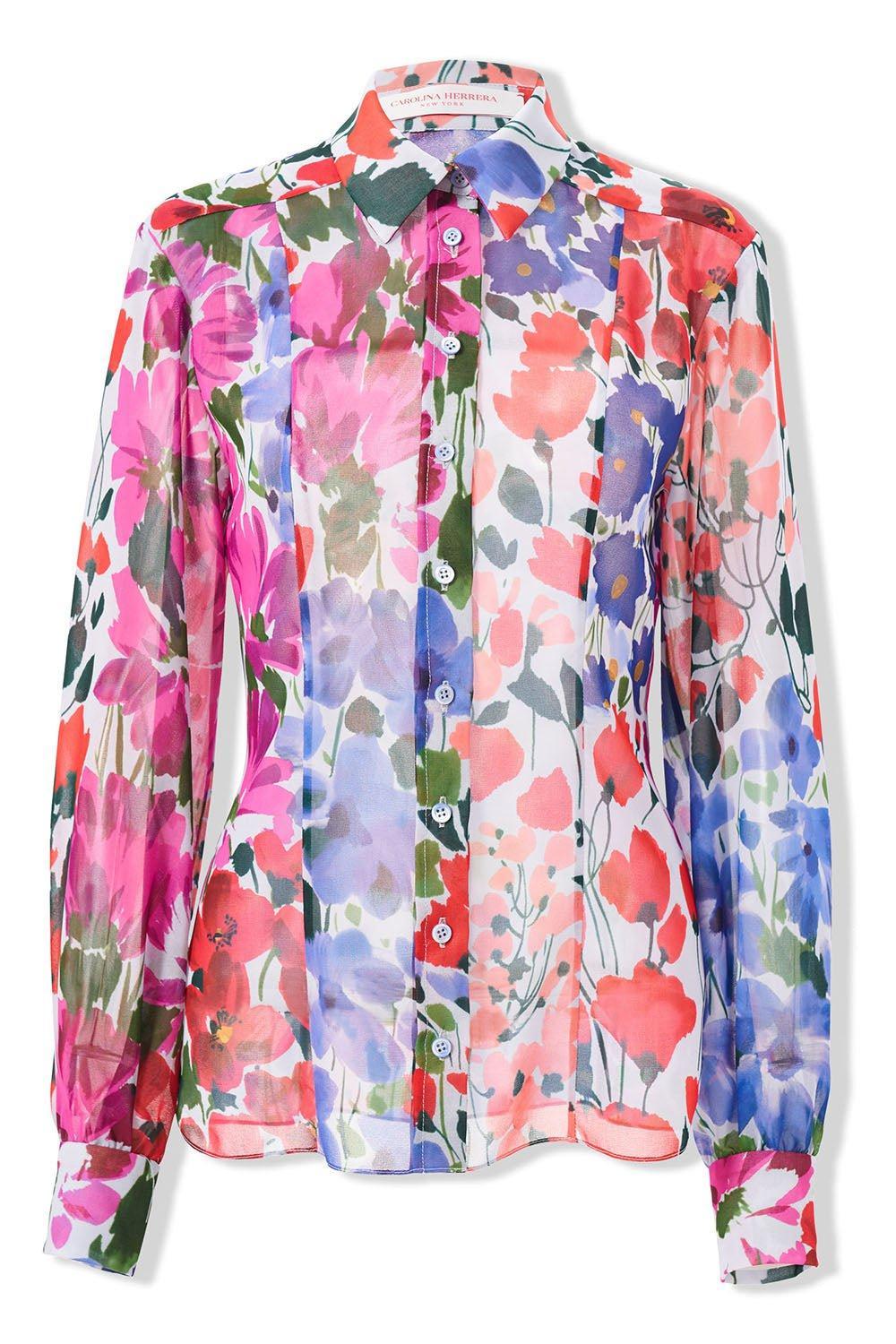CAROLINA HERRERA-Classic Long Sleeve Button Down Blouse-