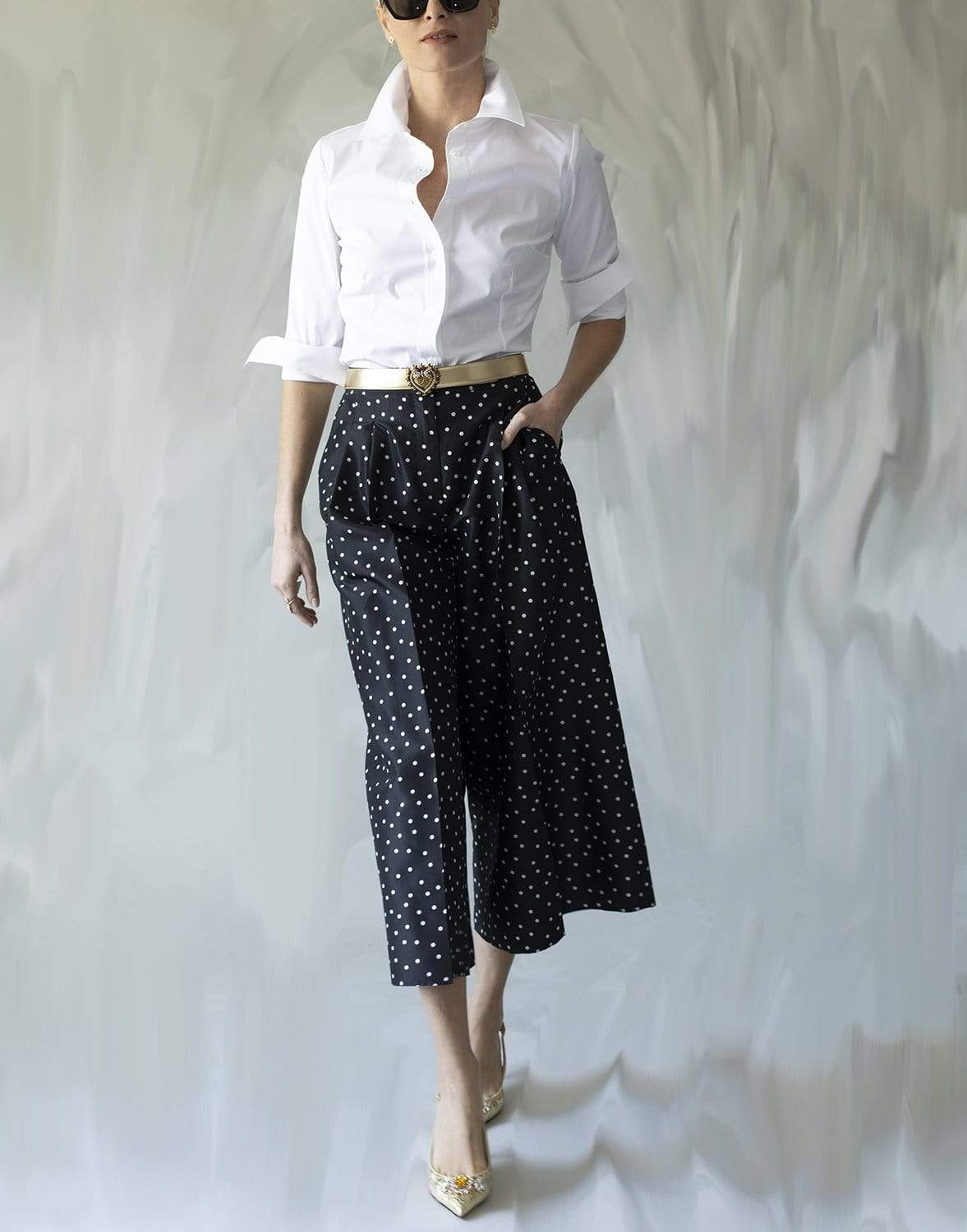 CAROLINA HERRERA-White Long Sleeve Button Down Shirt-