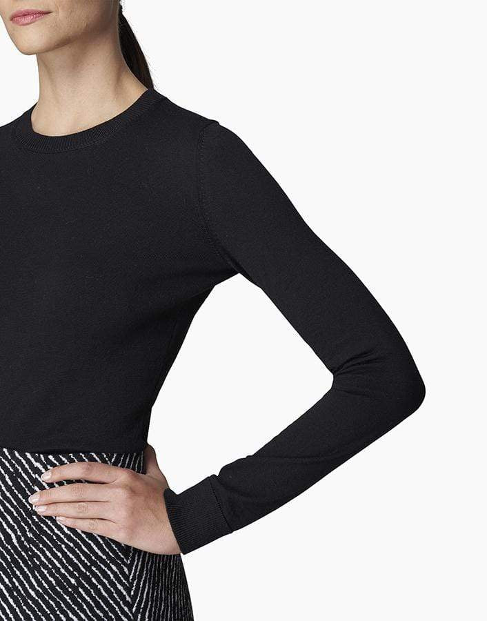 CAROLINA HERRERA-Black Long Sleeve Crewneck Sweater-