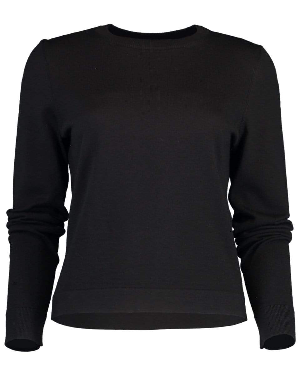 CAROLINA HERRERA-Black Long Sleeve Crewneck Sweater-