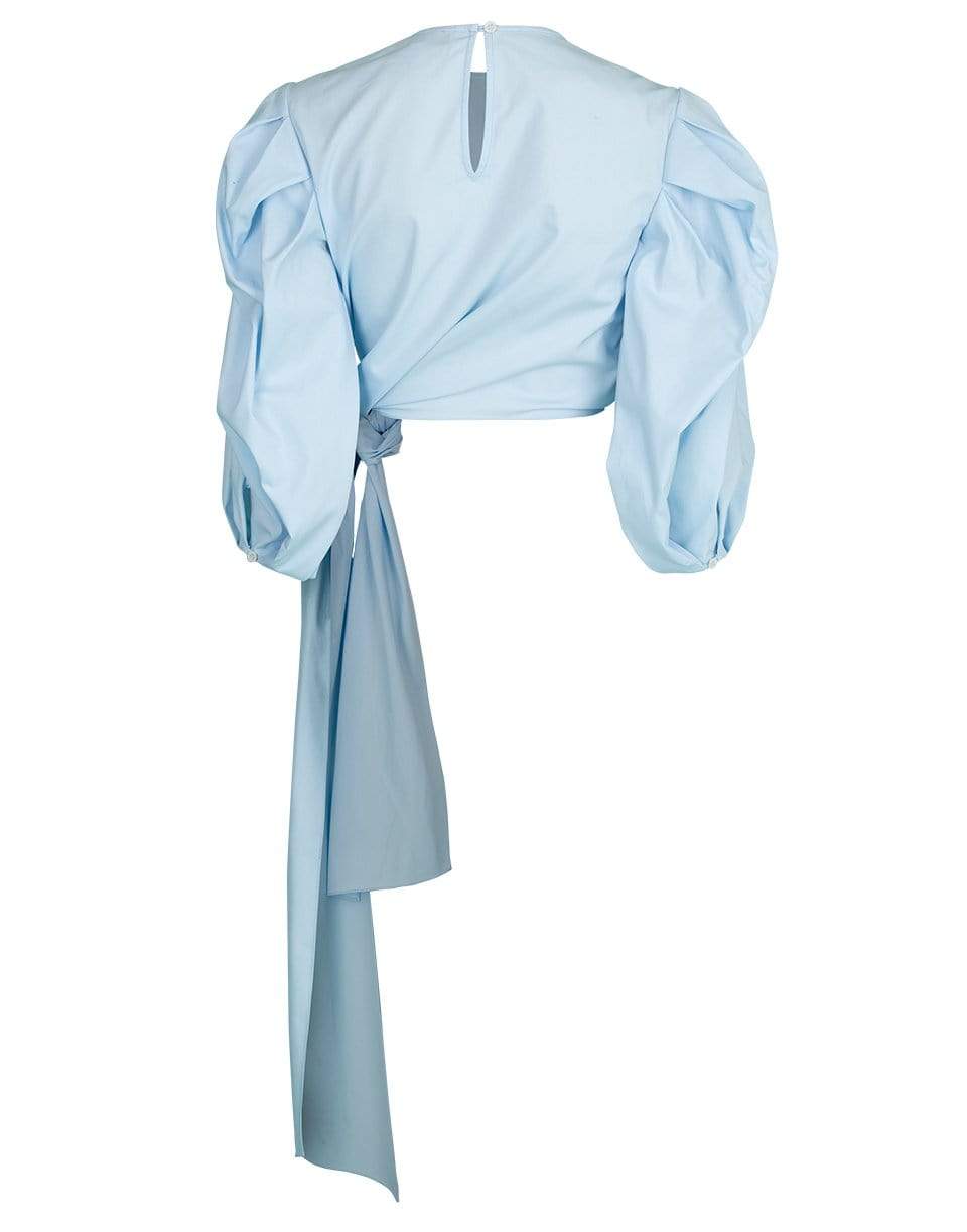 CAROLINA HERRERA-Knot Sash Puff Sleeve Top-