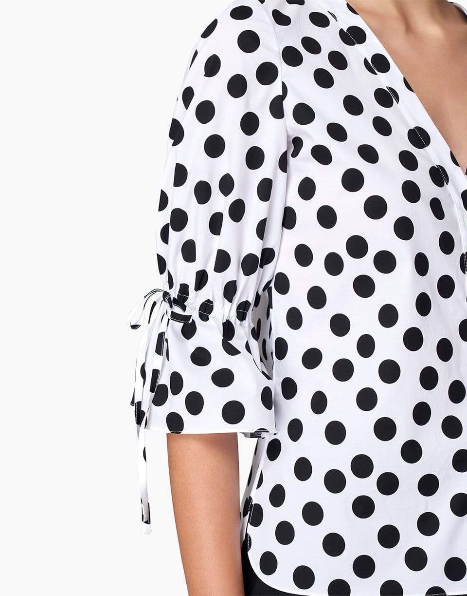 CAROLINA HERRERA-Ruffle Sleeve Dot Print Blouse-
