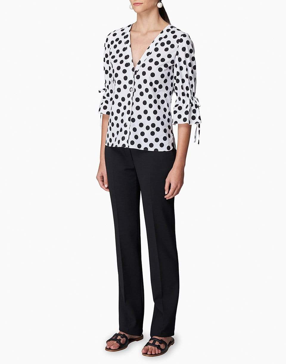 CAROLINA HERRERA-Ruffle Sleeve Dot Print Blouse-