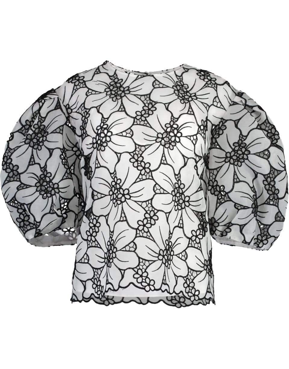CAROLINA HERRERA-Floral Print Puff Sleeve Top-
