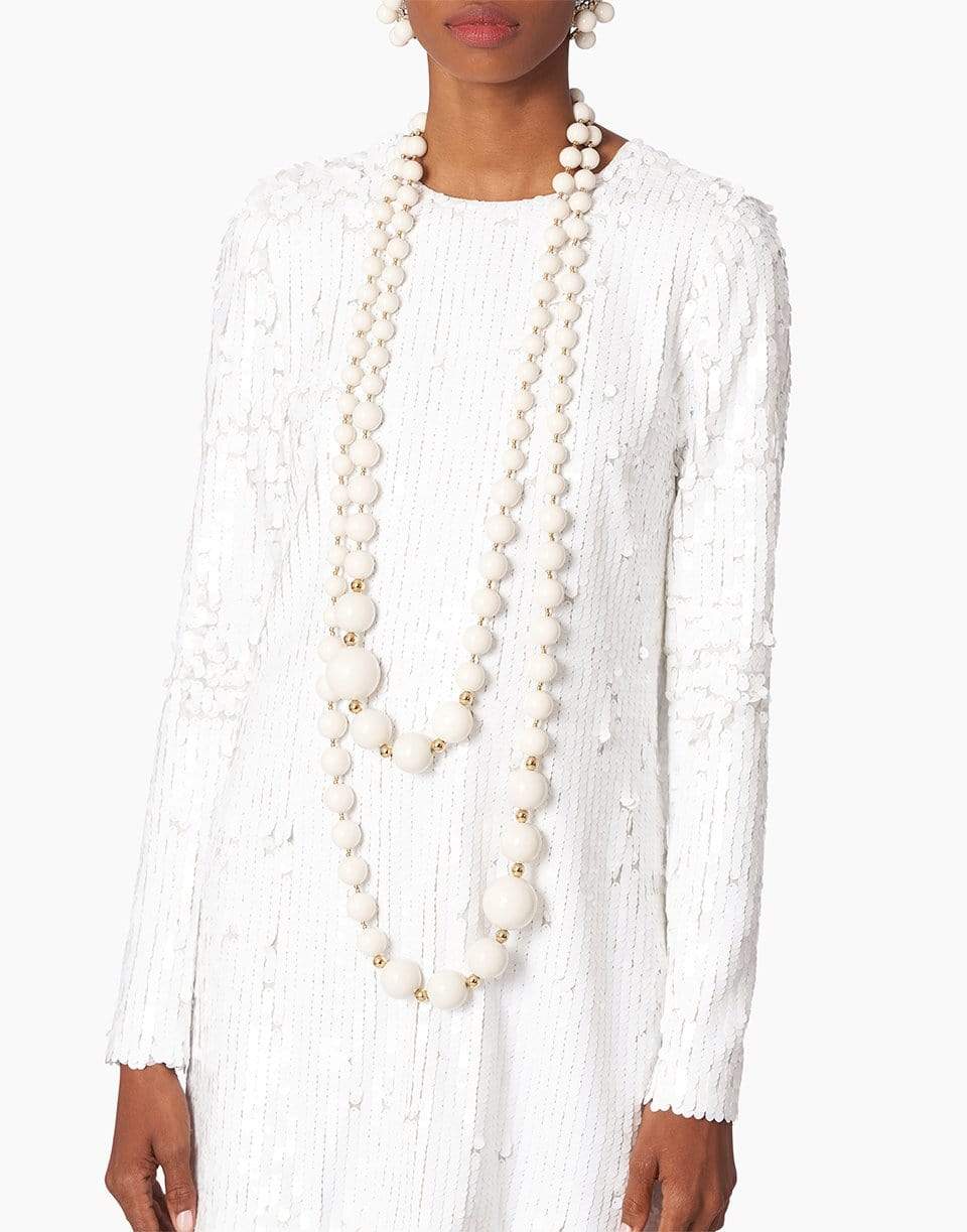CAROLINA HERRERA-Extra Long Ball Necklace-IVRY/GLD