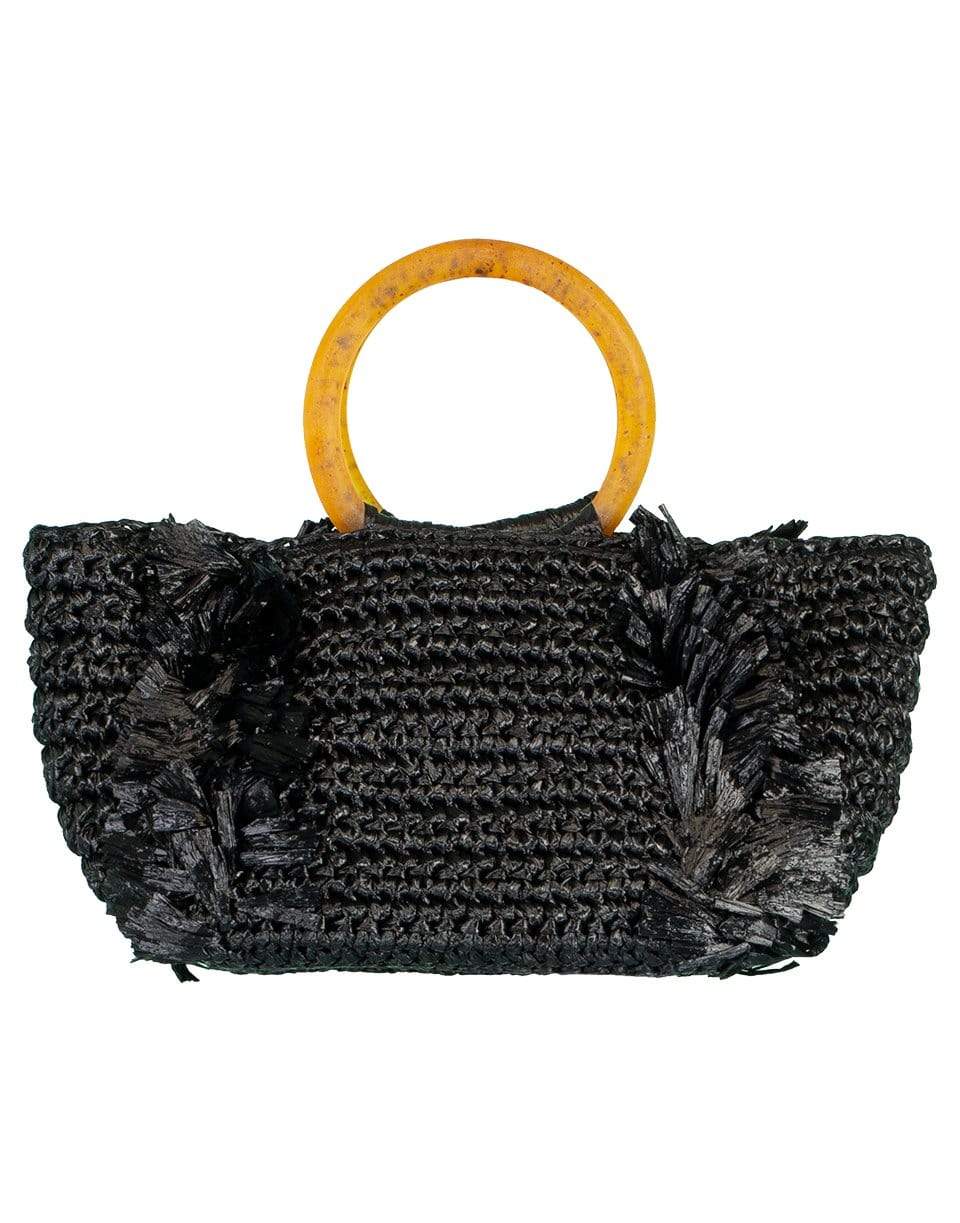 CAROLINA SANTO DOMINGO-Black and Amber Corallina Raffia Top Handle Tote-BLK/AMBR