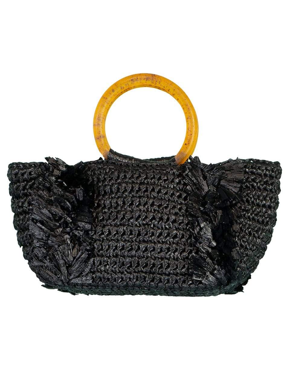 CAROLINA SANTO DOMINGO-Black and Amber Corallina Raffia Top Handle Tote-BLK/AMBR