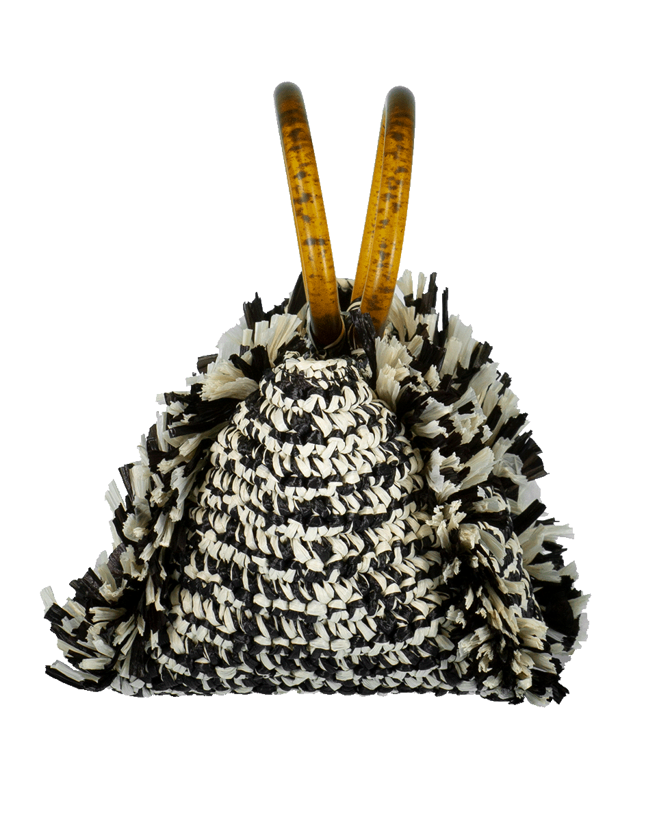 CAROLINA SANTO DOMINGO-Lucite Handle Raffia Tote-BLK/WHT