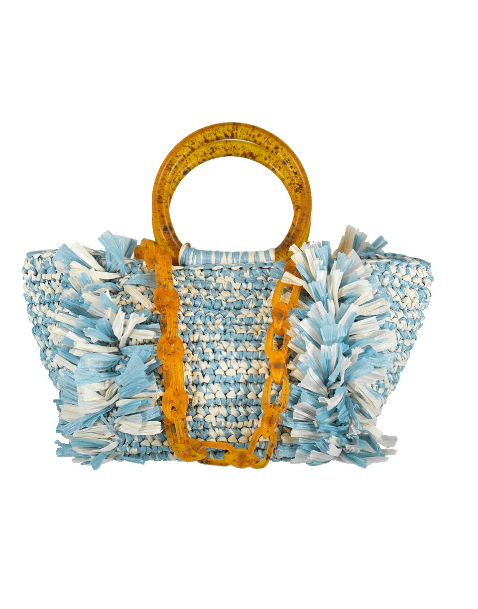 CAROLINA SANTO DOMINGO-Amber Lucite Handle Tote-BLUE/WHT