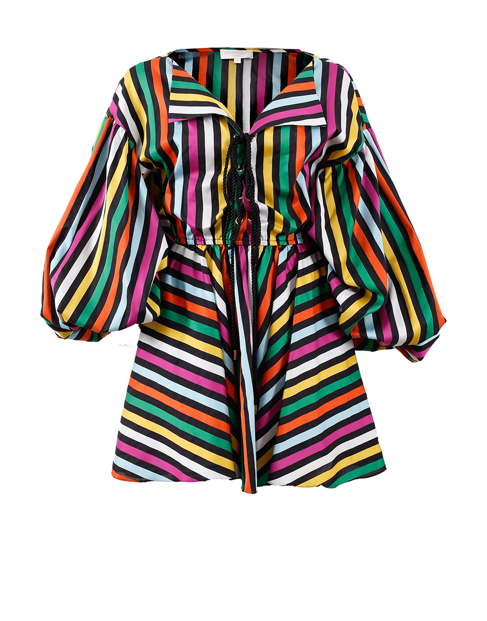 CAROLINE CONSTAS-Olympia Striped Dress-BLK MULT