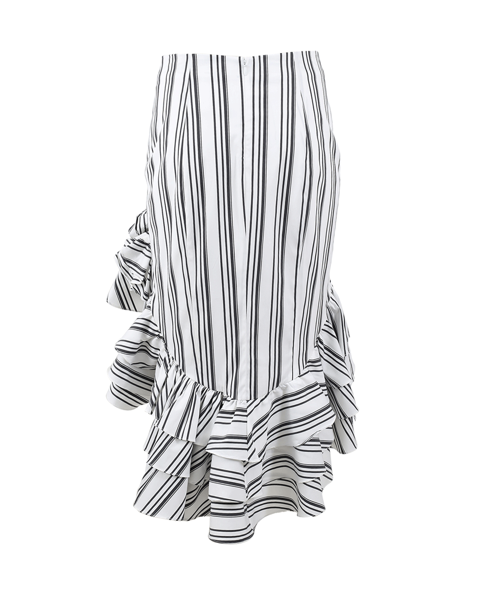 CAROLINE CONSTAS-Striped Ruffle Pencil Skirt-