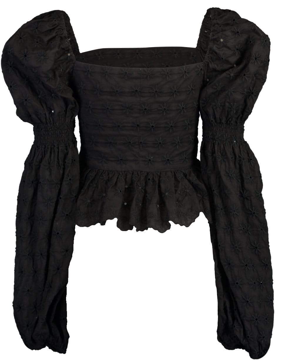 CAROLINE CONSTAS-Black Eyelet Wren Top-