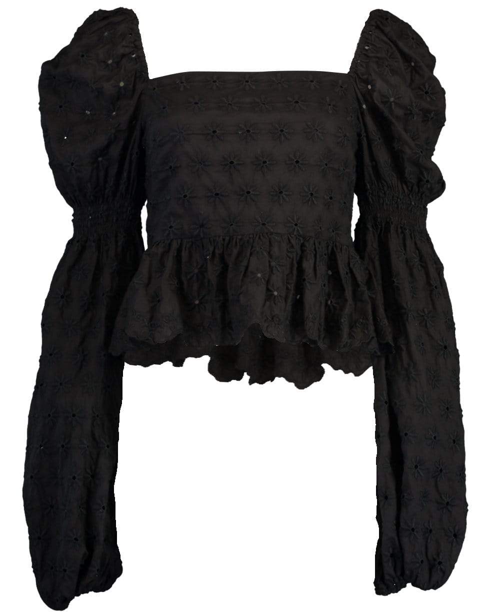 CAROLINE CONSTAS-Black Eyelet Wren Top-