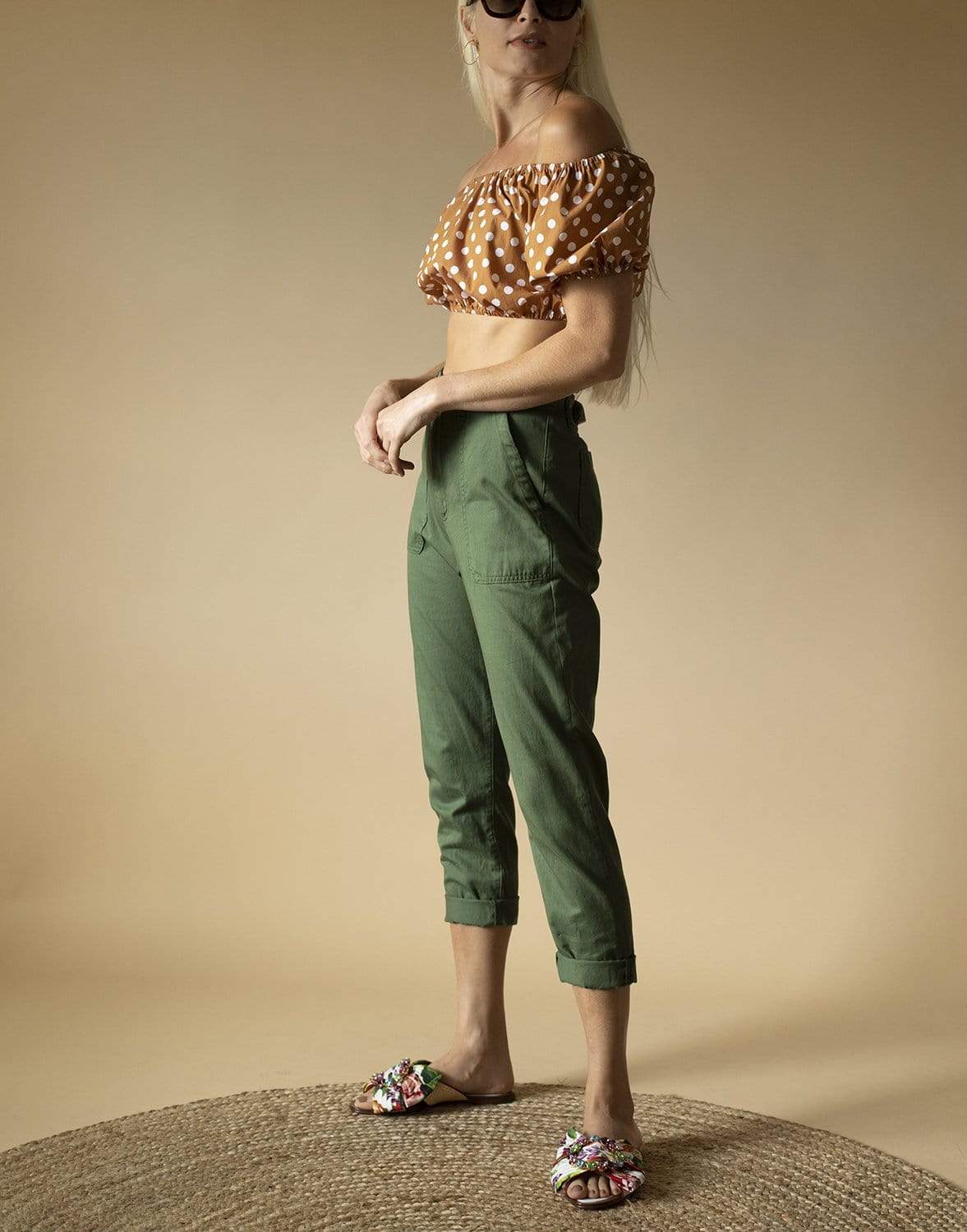 CAROLINE CONSTAS-Bardot Crop Top-