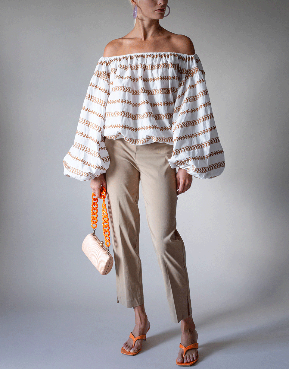 CAROLINE CONSTAS-White and Rust Andros Top-