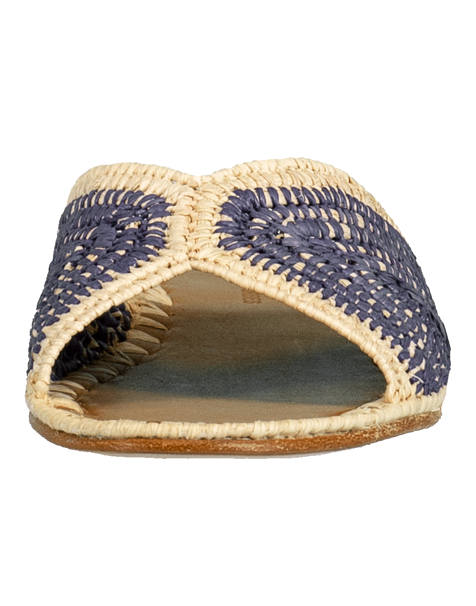 CARRIE FORBES-Salon Misted Woven Raffia Slide Sandals-