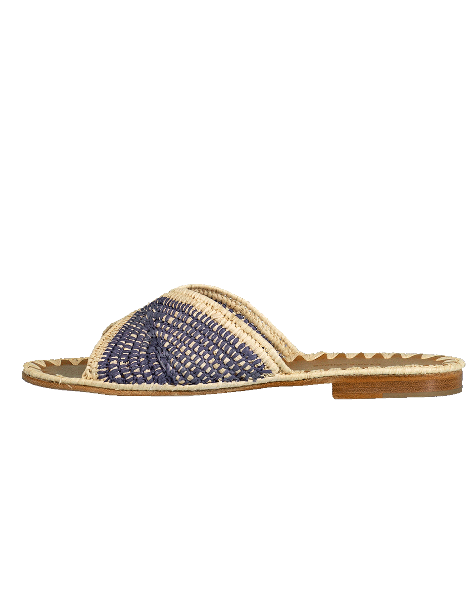 CARRIE FORBES-Salon Misted Woven Raffia Slide Sandals-