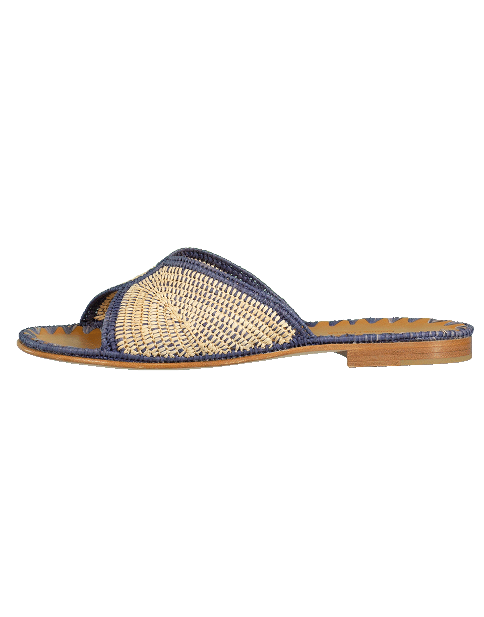 CARRIE FORBES-Salon Misted Woven Raffia Slide Sandals-
