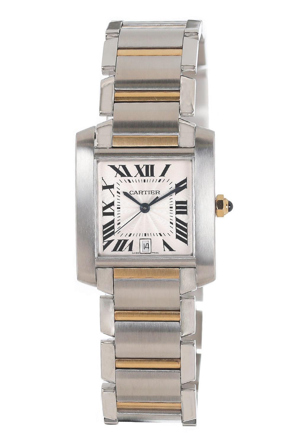 Mixed Metal Tank Francaise Watch-SILVER-JEWELRYFINE JEWELWATCH-CARTIER
