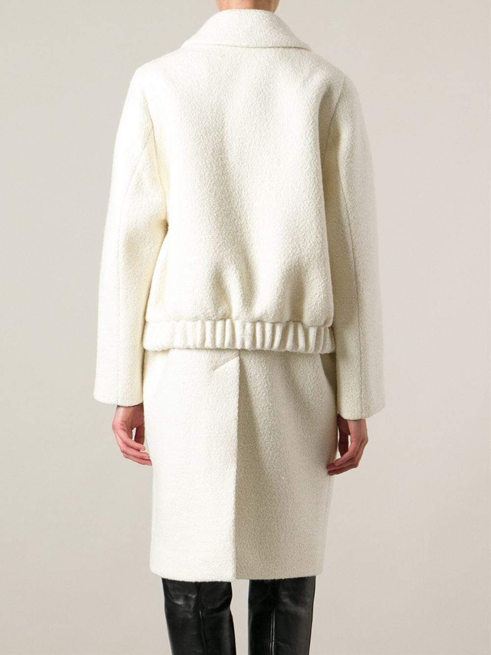 CARVEN-Curly Wool Oversized Coat-ECRU