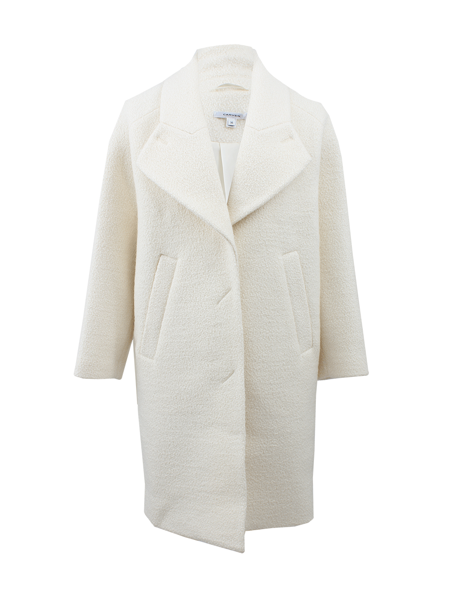 CARVEN-Curly Wool Oversized Coat-ECRU