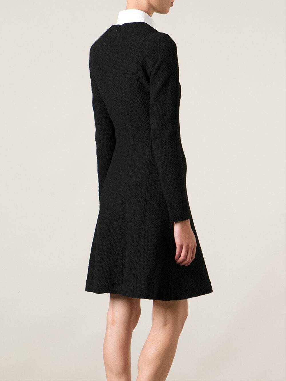 CARVEN-Seersucker Flare Dress-