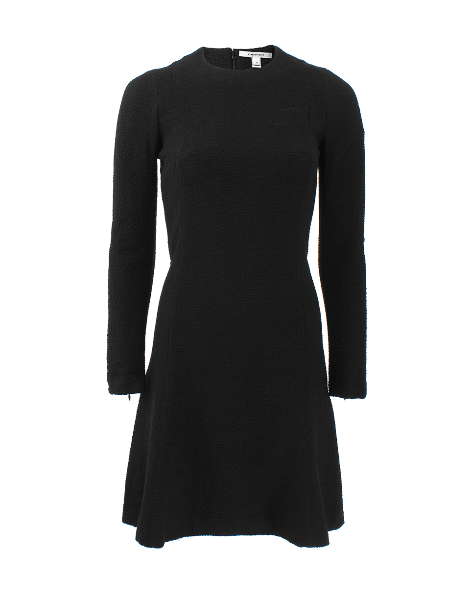 CARVEN-Seersucker Flare Dress-