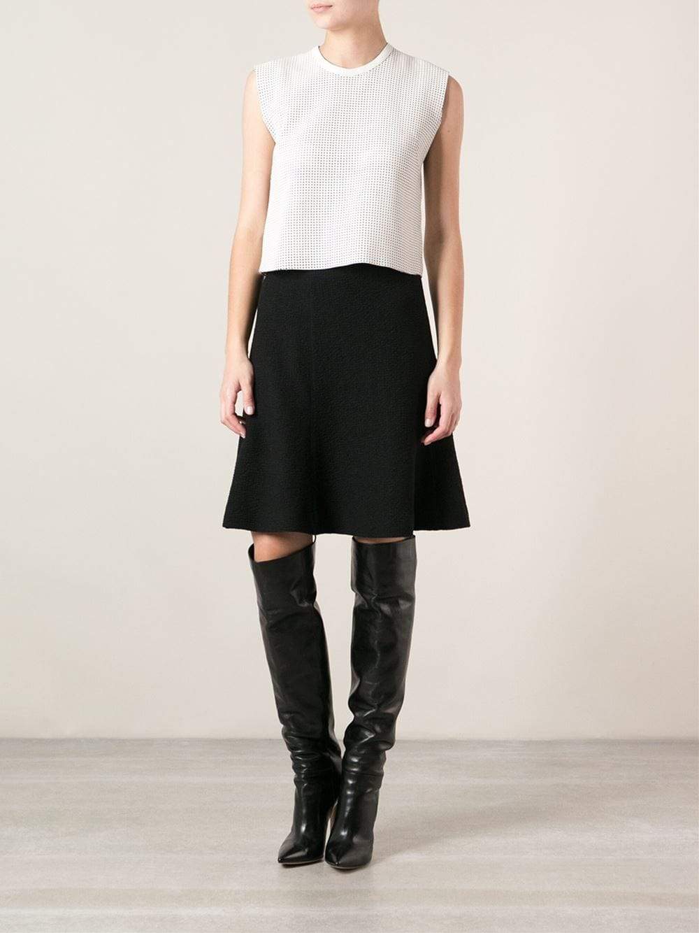 CARVEN-Wool Seersucker Skirt-