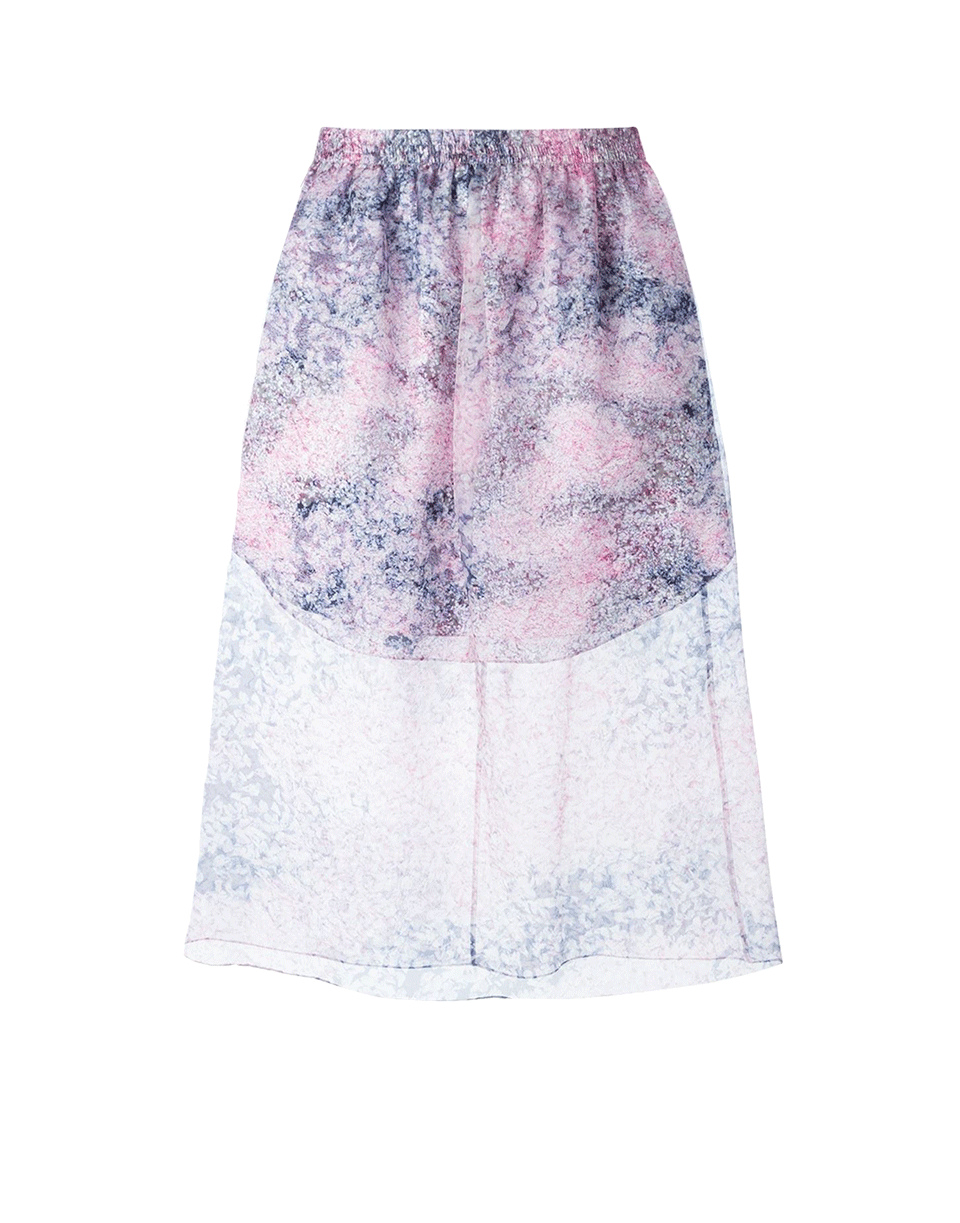CARVEN-Organza Floral Print Skirt-