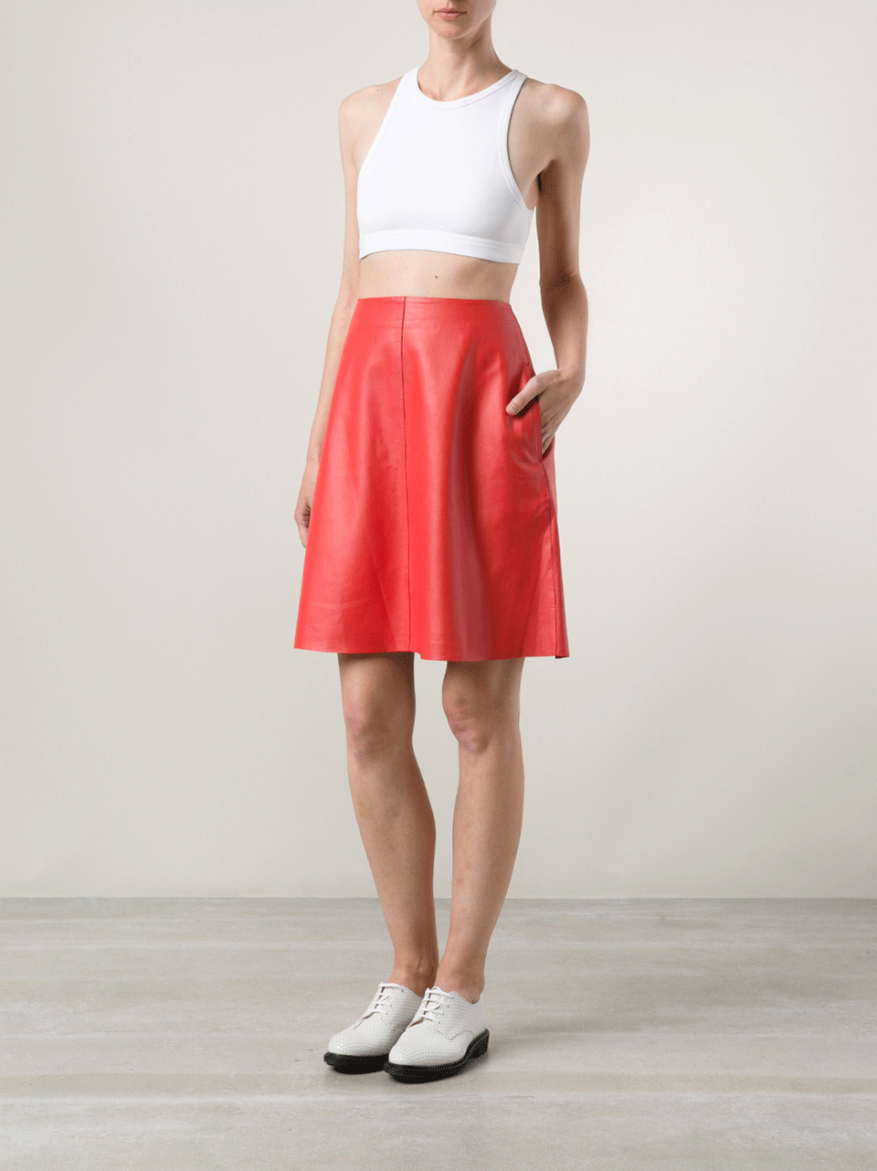 CARVEN-Full Leather Skirt-