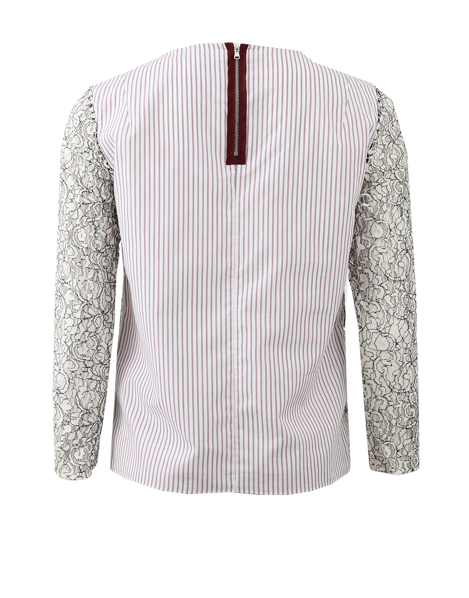 CARVEN-Lace Front Poplin Top-