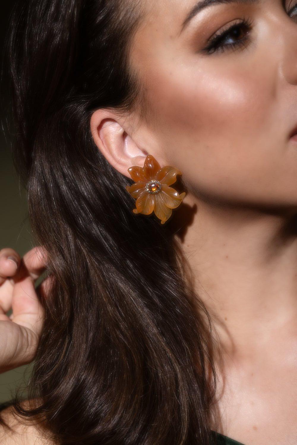 CASA CASTRO-Carnelian Mother Nature Earrings-YELLOW GOLD