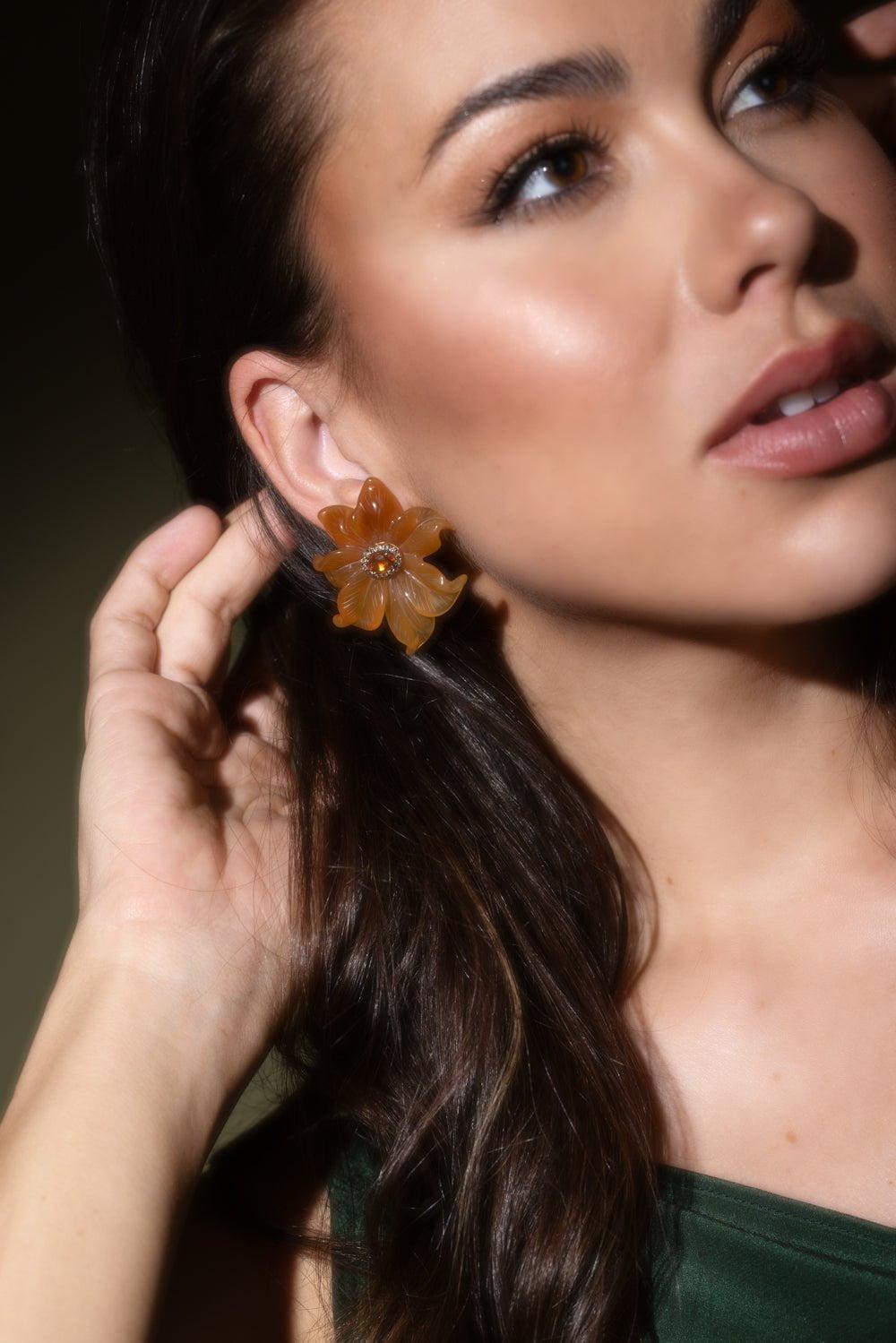 CASA CASTRO-Carnelian Mother Nature Earrings-YELLOW GOLD