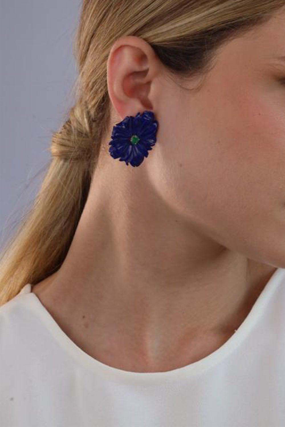 CASA CASTRO-Lapis Emerald Mother Nature Earrings-YELLOW GOLD