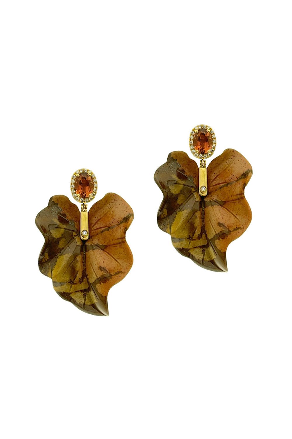 CASA CASTRO-Pink Tourmaline Jasper Mother Nature Earrings-YELLOW GOLD