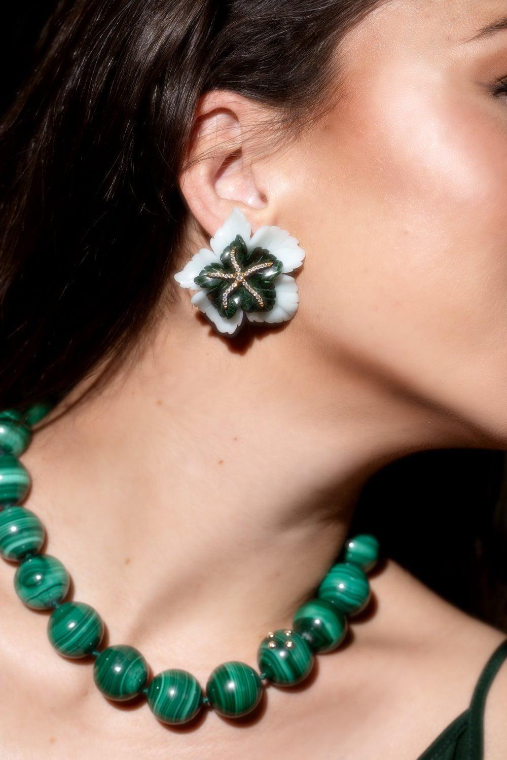 CASA CASTRO-Quartzite Jade Mother Nature Earrings-YELLOW GOLD