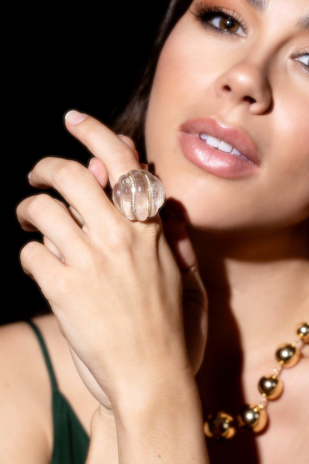 CASA CASTRO-Rock Crystal Mother Nature Ring-YELLOW GOLD