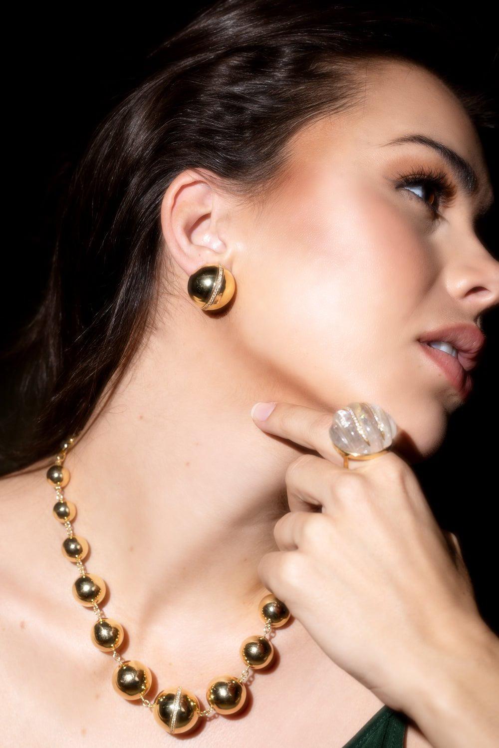 CASA CASTRO-Rock Crystal Mother Nature Ring-YELLOW GOLD