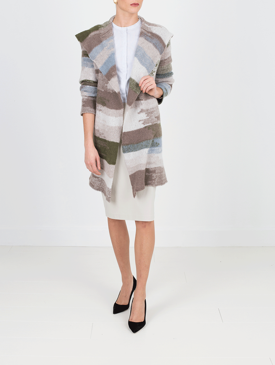CASMARI-Abstract Stripe Open Cardigan-