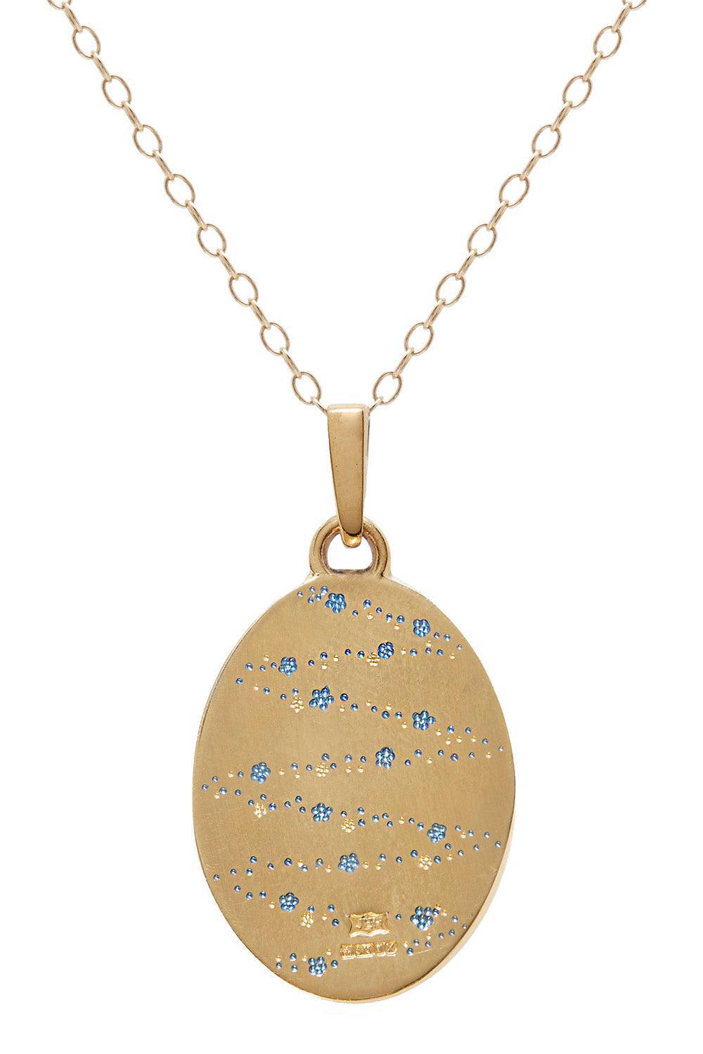 Large Blue Heart Pendant Necklace-YELLOW GOLD-JEWELRYFINE JEWELNECKLACE O-CASTRO SMITH