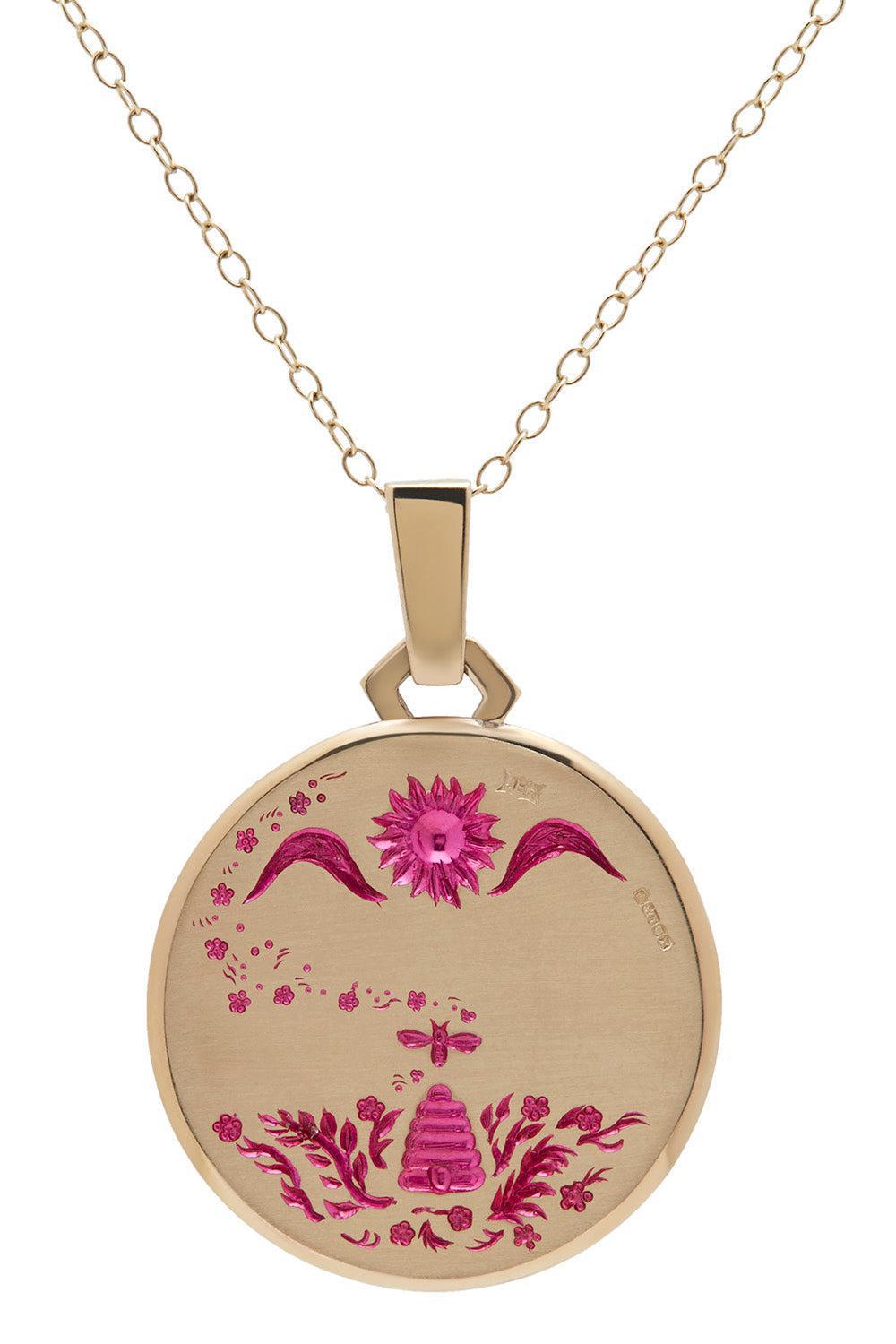 Pink Queen Bee Pendant Necklace-YELLOW GOLD-JEWELRYFINE JEWELNECKLACE O-CASTRO SMITH