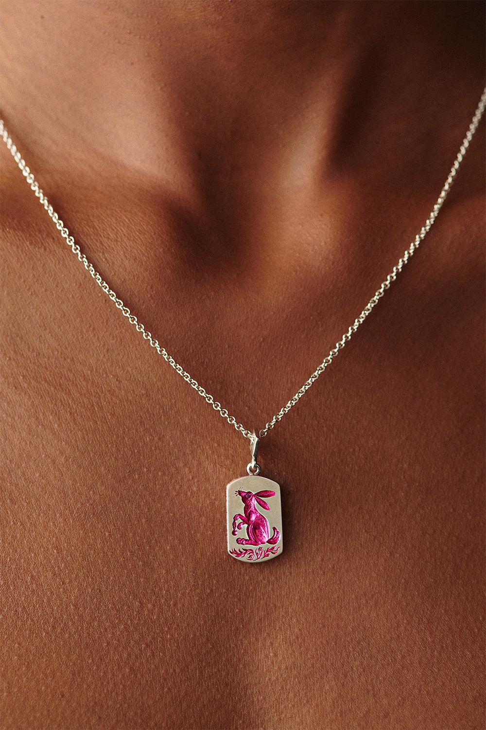 Pink Rabbit Pendant Necklace-YELLOW GOLD-JEWELRYFINE JEWELNECKLACE O-CASTRO SMITH
