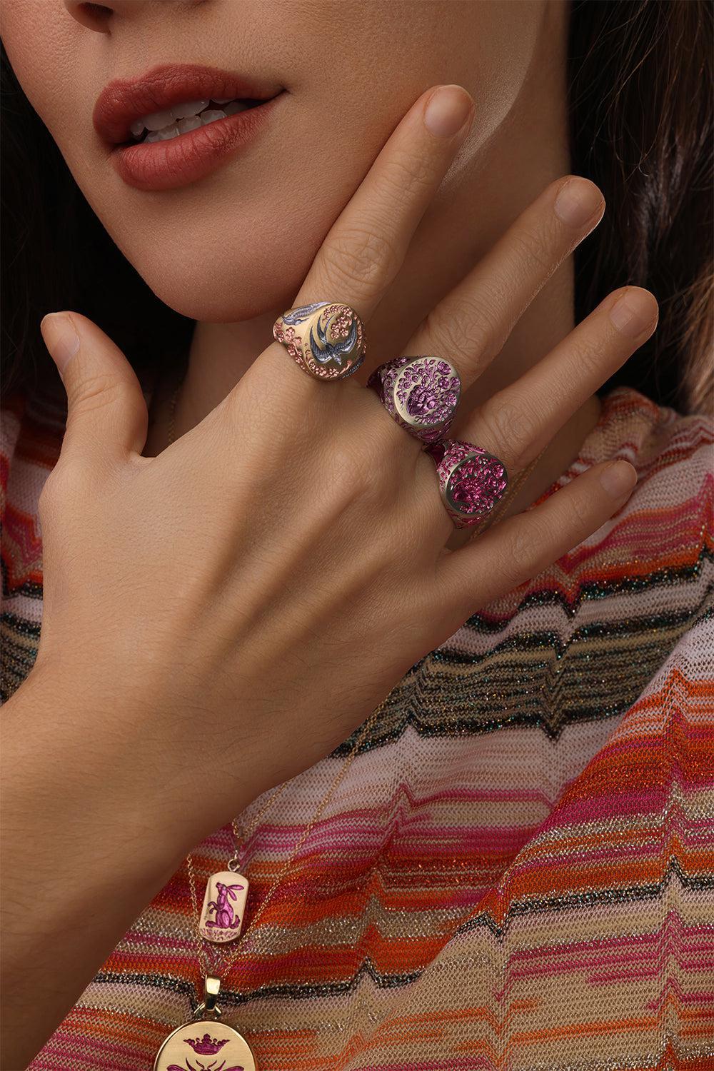 Heavy Heart Purple Signet Ring-WHITE GOLD-6.5-JEWELRYFINE JEWELRING-CASTRO SMITH