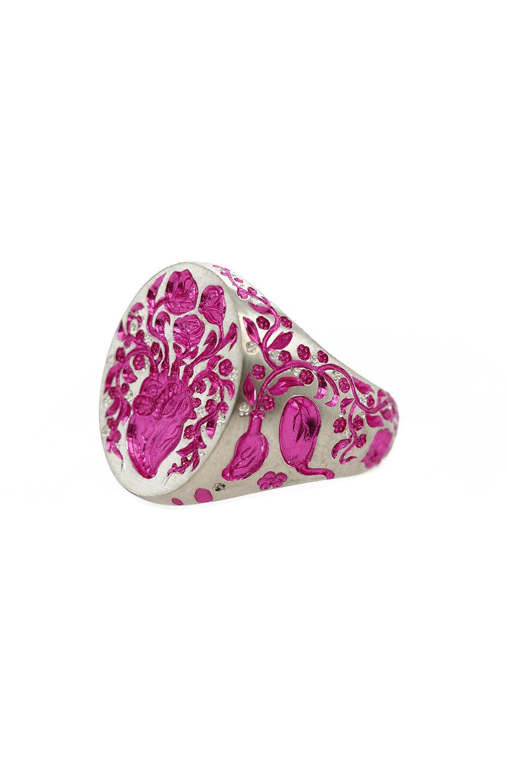 Pink Heart Classic Signet Ring-WHITE GOLD-6.5-JEWELRYFINE JEWELRING-CASTRO SMITH