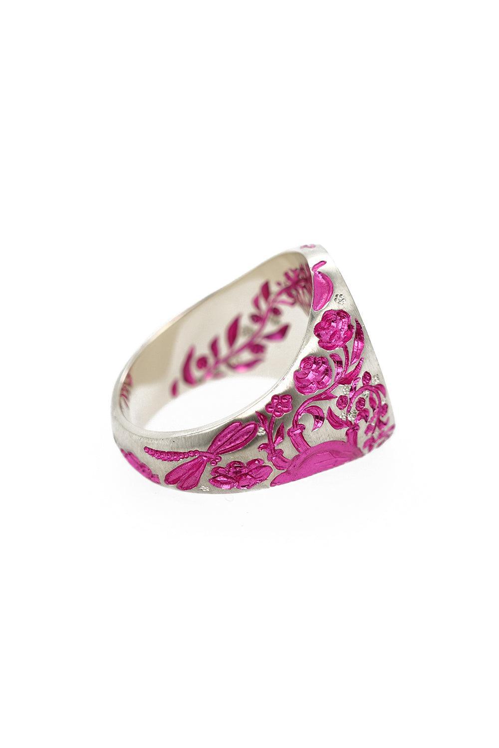 Pink Heart Classic Signet Ring-WHITE GOLD-6.5-JEWELRYFINE JEWELRING-CASTRO SMITH