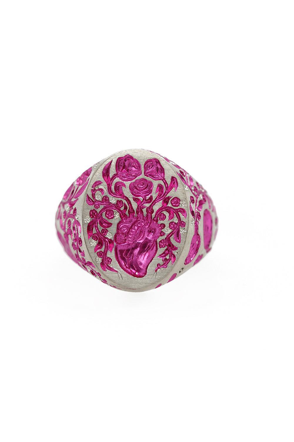 Pink Heart Classic Signet Ring-WHITE GOLD-6.5-JEWELRYFINE JEWELRING-CASTRO SMITH