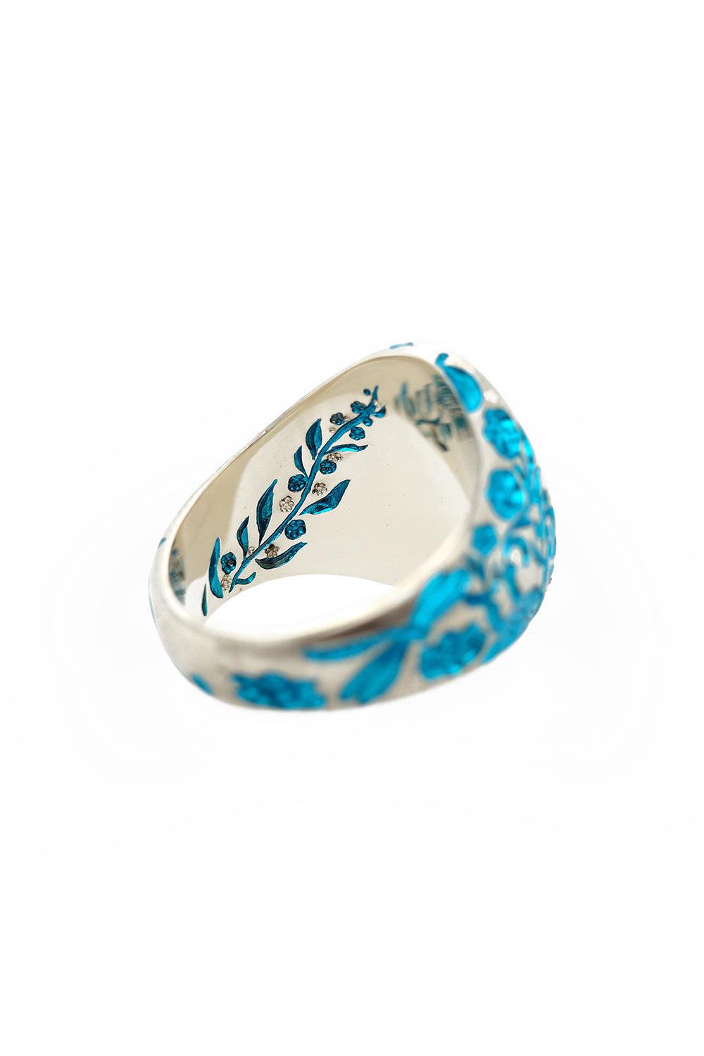 Turquoise Heart Classic Signet Ring-WHITE GOLD-7-JEWELRYFINE JEWELRING-CASTRO SMITH