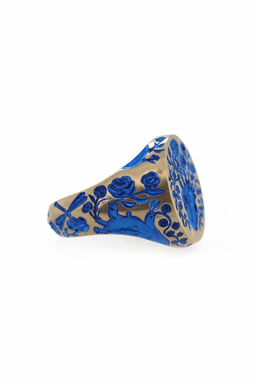 Blue Heart Classic Signet Ring-YELLOW GOLD-6.5-JEWELRYFINE JEWELRING-CASTRO SMITH